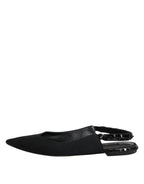 Black Crystal Charmeuse Slingback Shoes