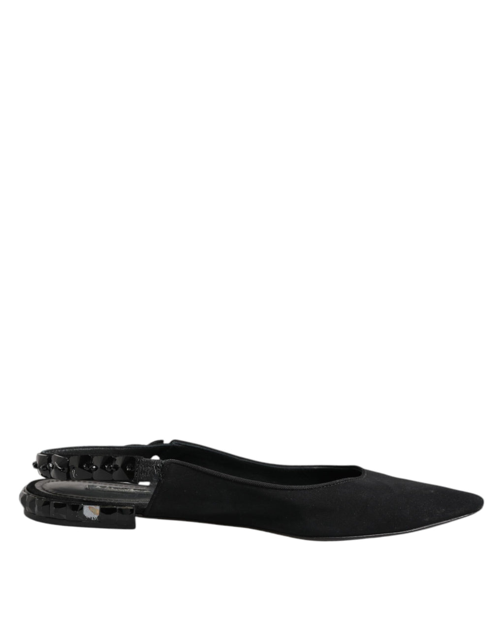 Black Crystal Charmeuse Slingback Shoes