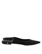 Black Crystal Charmeuse Slingback Shoes