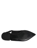Black Crystal Charmeuse Slingback Shoes