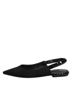 Black Crystal Charmeuse Slingback Shoes