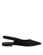 Black Crystal Charmeuse Slingback Shoes