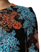 Multicolor Floral Embroidery Shift Mini Dress