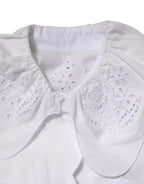 White Ruffled Lace Embellished Blouse Top