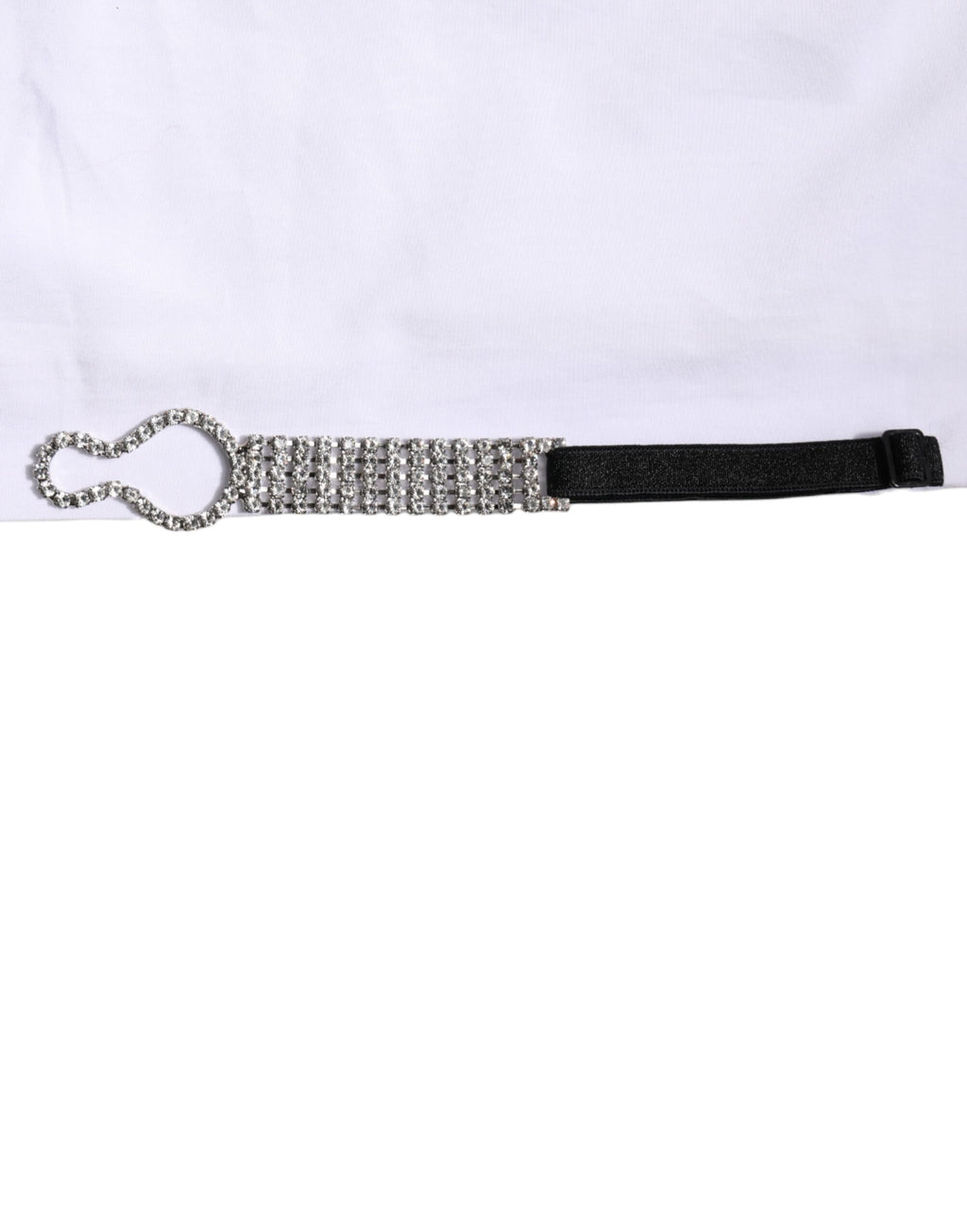 White Crystal Embellished Collared Shirt Top