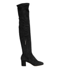 Black Suede Leather Knee High Boots Shoes