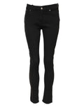 Black Cotton Skinny Mid Waist Denim Jeans