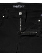 Black Cotton Skinny Mid Waist Denim Jeans