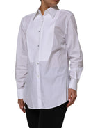 White Cotton Collared Long Sleeves Shirt Top