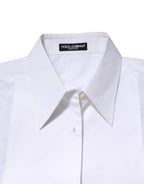 White Cotton Collared Long Sleeves Shirt Top