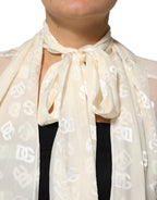 Off White Logo Monogram Ascot Collar Top