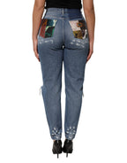 Blue Tattered High Waist Women Denim Jeans