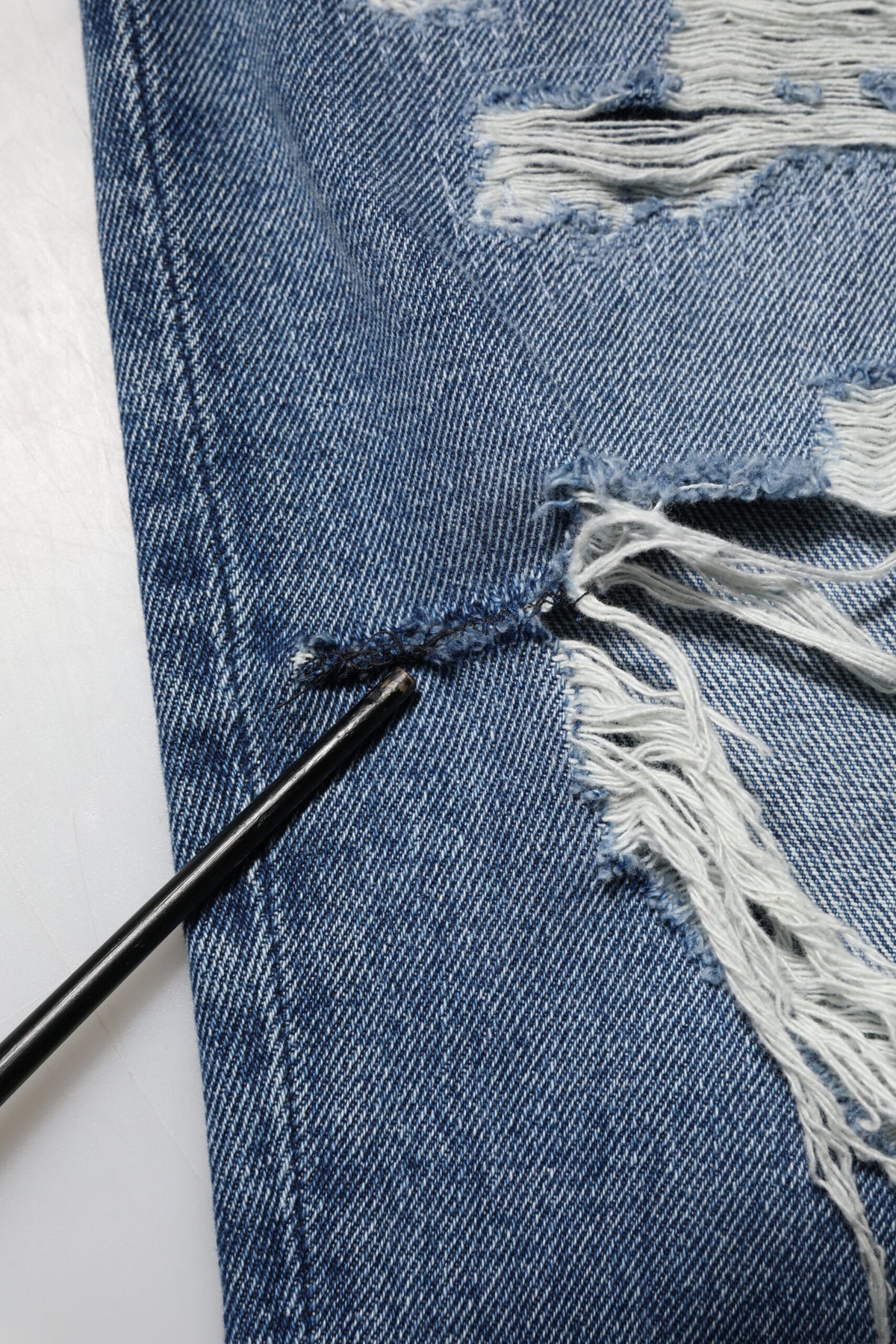 Blue Tattered High Waist Women Denim Jeans