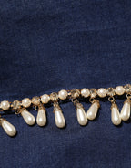 Blue Cotton Denim Crystal Embellished Jacket