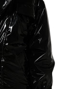 Black Polyester Quilted Puffer Coat Jacket