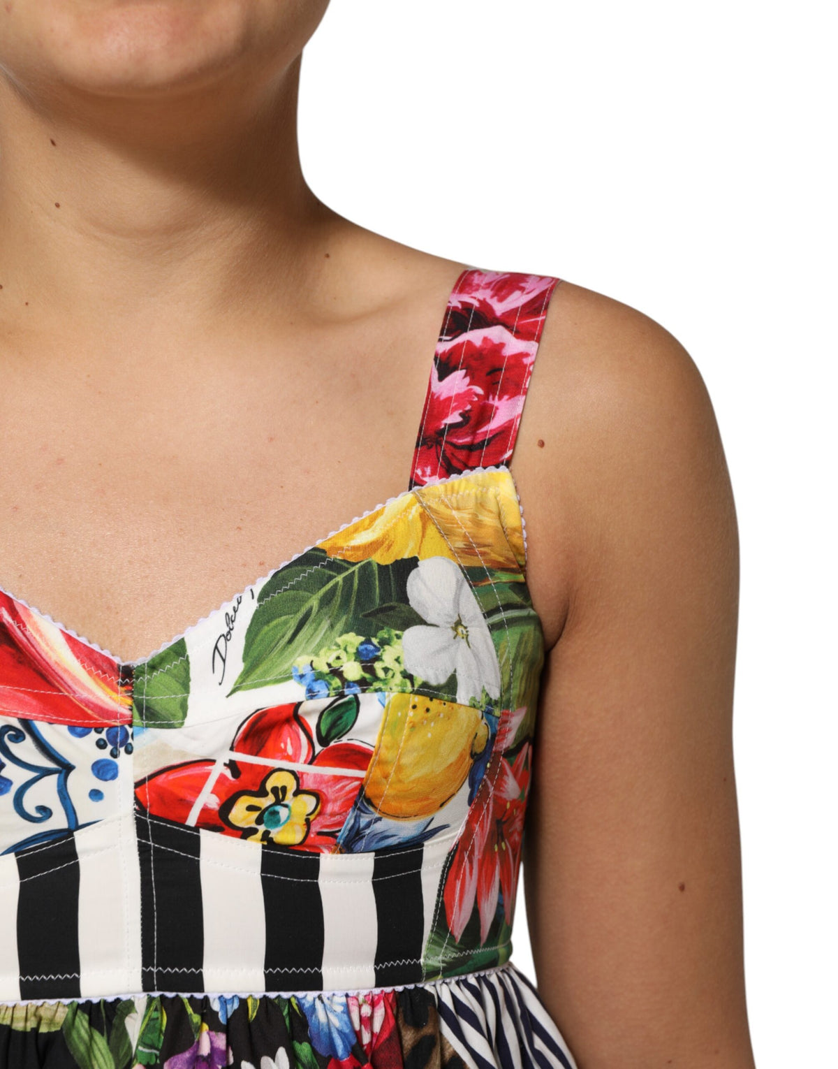 Multicolor Patchwork Cotton AlineMini Dress