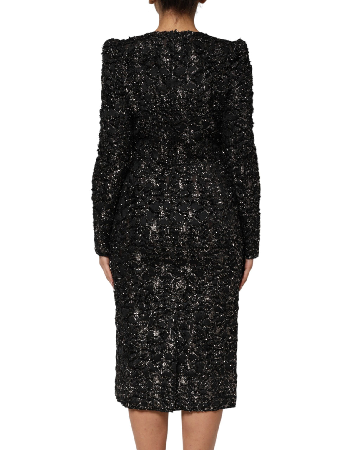 Black Sequin Bouclé Tweed Sheath Dress