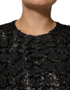 Black Sequin Bouclé Tweed Sheath Dress