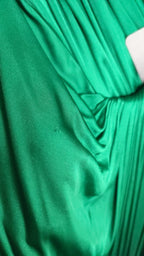 Dark Green Viscose Long Sleeve Midi Dress