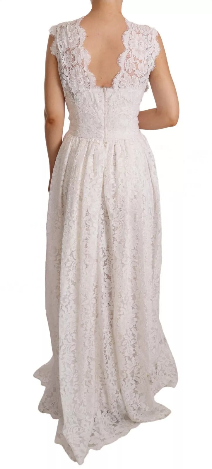 White Flower Lace Corsage Long Maxi Dress