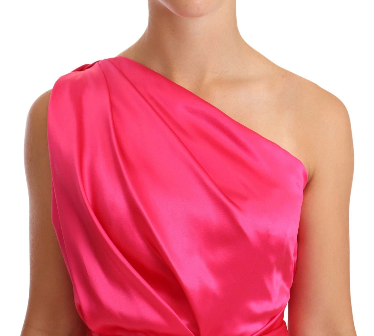 Pink Sheath Silk Bow Open Shoulder Dress