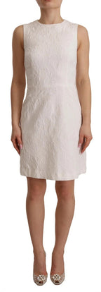 White Floral Sleeveless Sheath Mini Dress