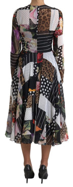 Multicolor Patchwork Floral Leopard Dress