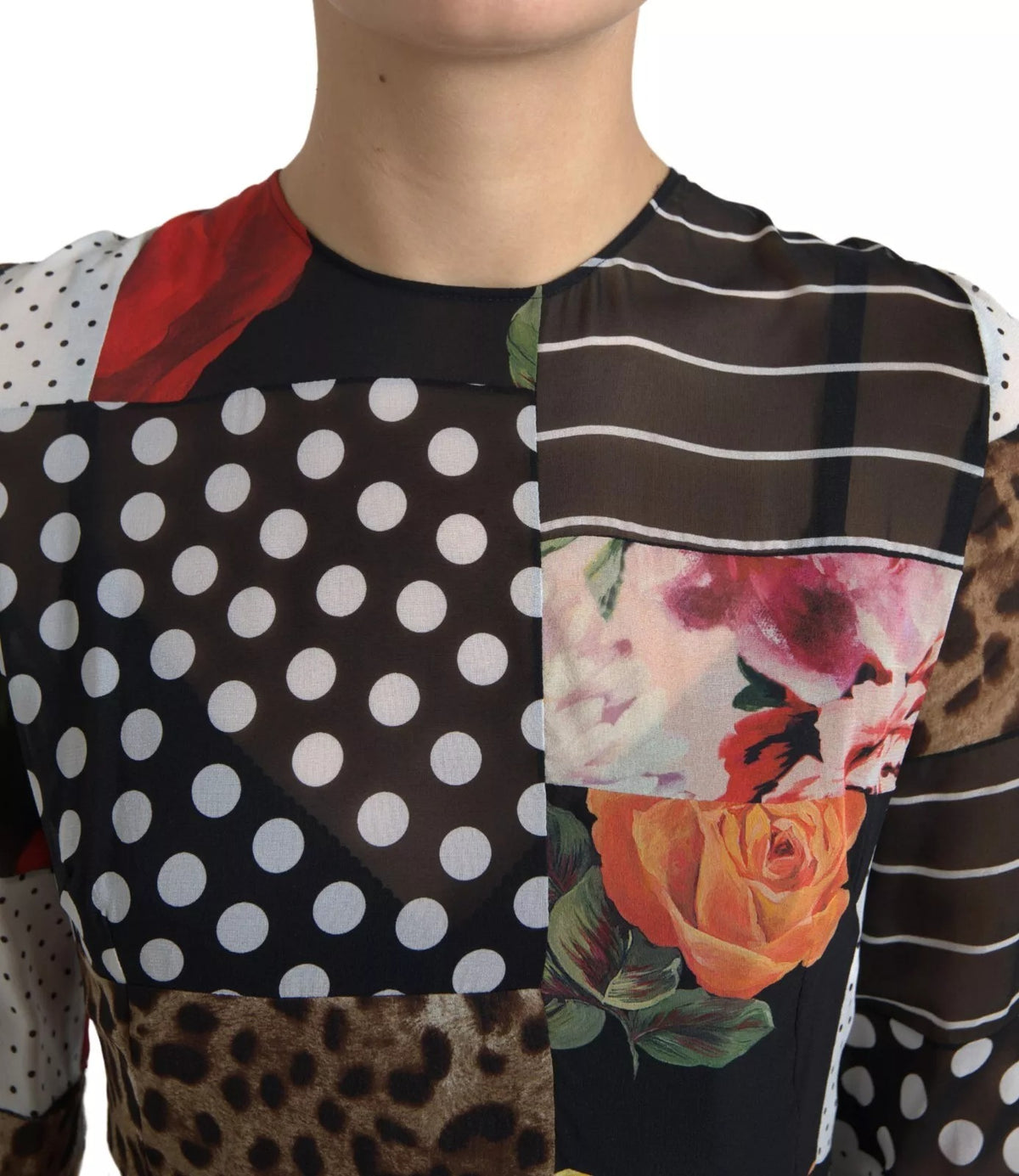 Multicolor Patchwork Floral Leopard Dress