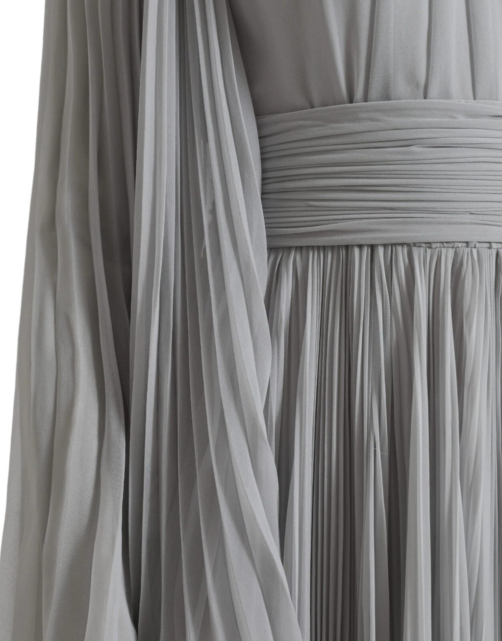 Light Grey Polyester Pleated Long Maxi Dress