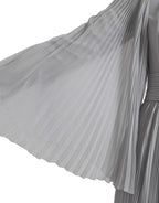 Light Grey Polyester Pleated Long Maxi Dress