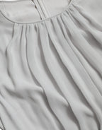 Light Grey Polyester Pleated Long Maxi Dress