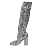 Shoes Silver Sequins Glitter High Heel Boot Shoes