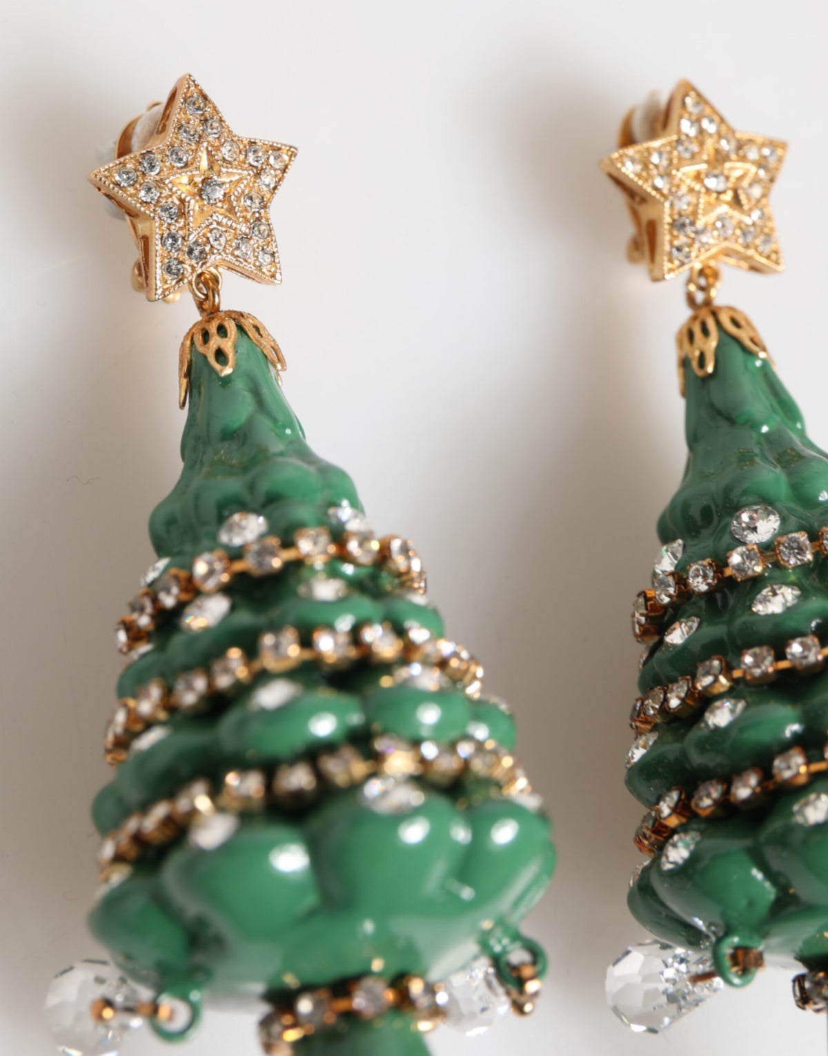 Gold Brass Multicolour Christmas Tree Earrings
