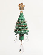 Gold Brass Multicolour Christmas Tree Earrings