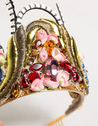 Gold Brass Crystal Embellished Headpiece Crown Tiara