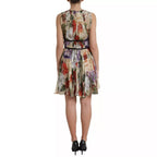 Beige Floral Sleeveless A-line Mini Dress