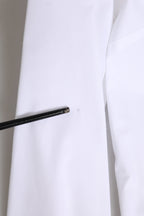 White Cotton Collared Buttoned Dress Shirt Top