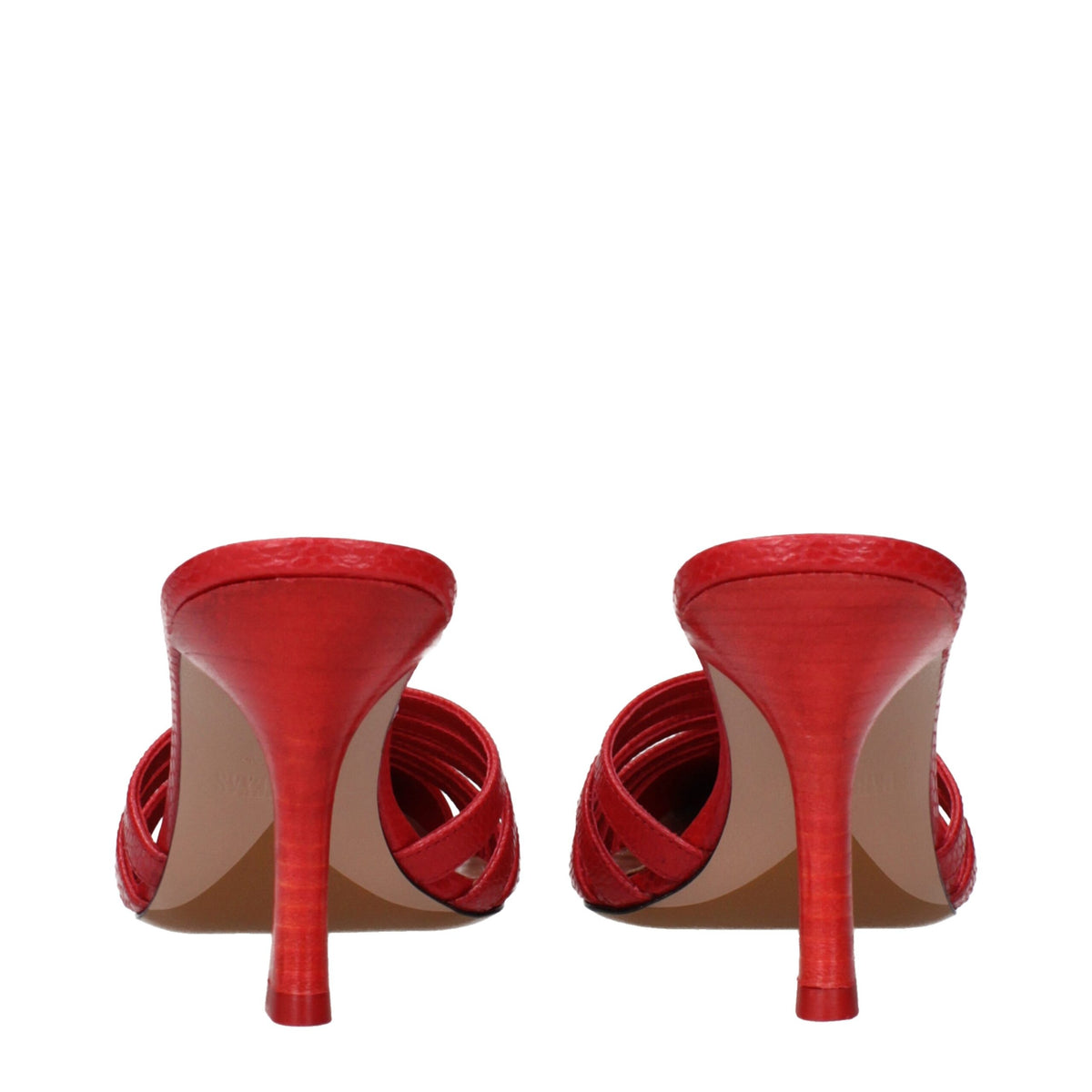Red Leather Stiletto Heel Sandals