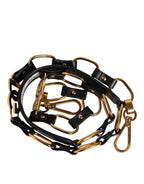 Black Leather Gold Chain Bag Accessory Shoulder Strap
