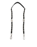 Black Leather Silver Chain Bag Accessory Shoulder Strap