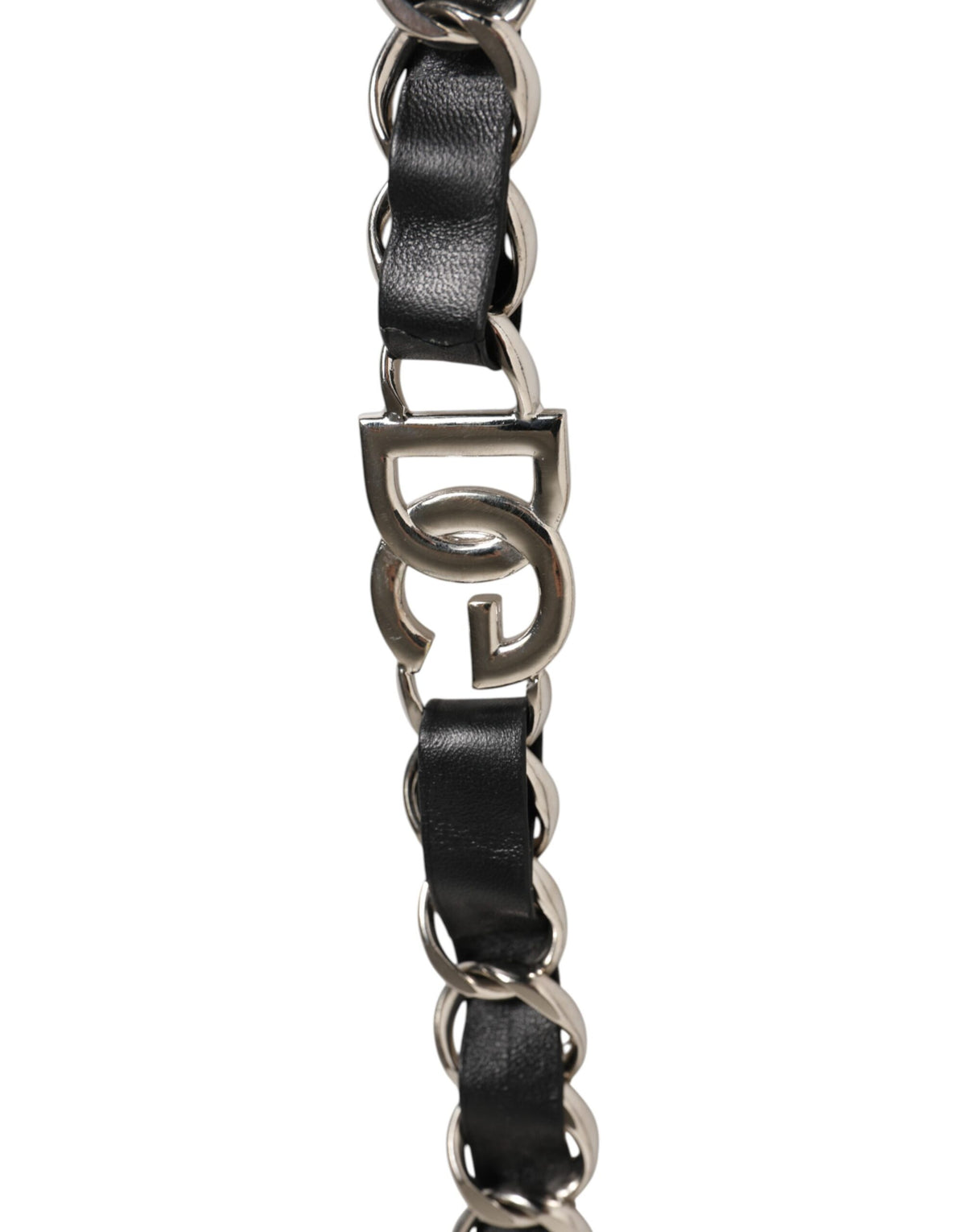 Black Leather Silver Chain Bag Accessory Shoulder Strap