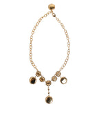 Gold Crystal Clock Pendant Statement Jewelry Necklace