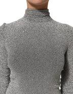 Gray Nylon Bodycon Sheath Long Sleeves Dress
