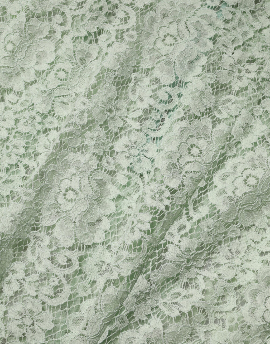 Mint Green Floral Lace Trim Midi Dress