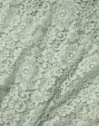 Mint Green Floral Lace Trim Midi Dress