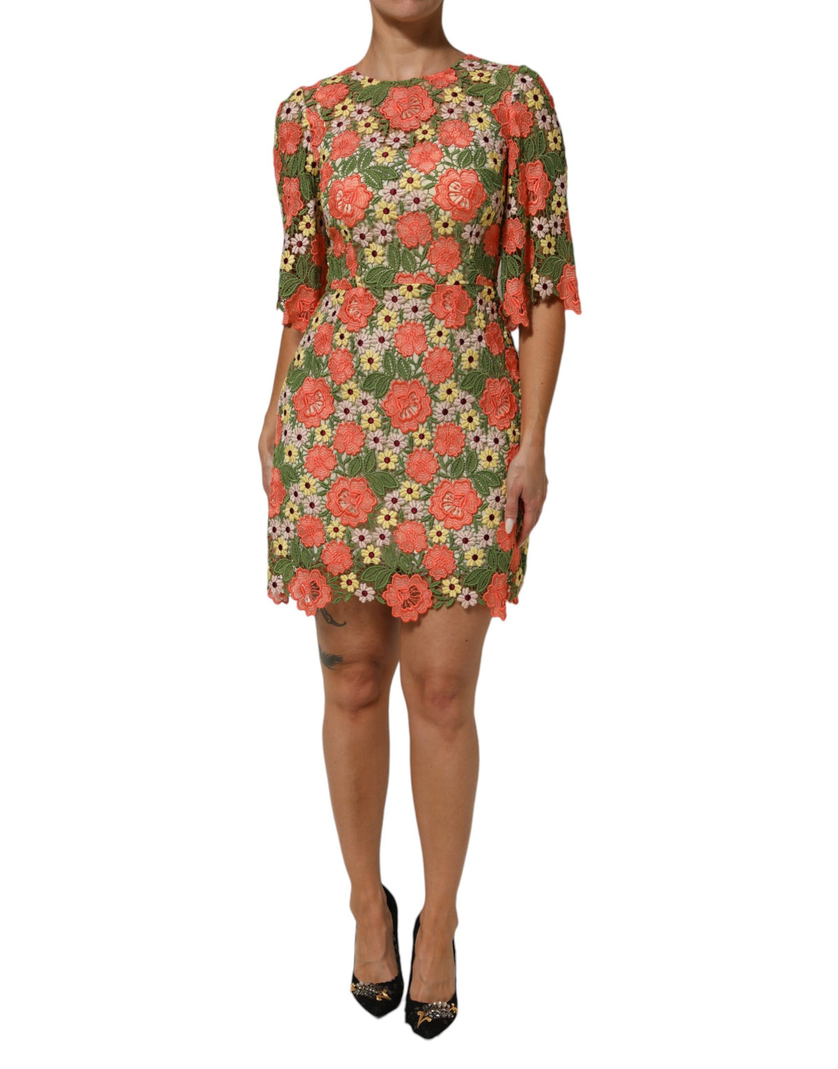 Multicolor Floral Embroidery Aline Mini Dress