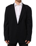 Dark Blue Viscose 2 Buttons Suit Jacket Blazer