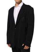 Dark Blue Viscose 2 Buttons Suit Jacket Blazer