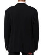 Dark Blue Viscose 2 Buttons Suit Jacket Blazer