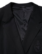 Dark Blue Viscose 2 Buttons Suit Jacket Blazer